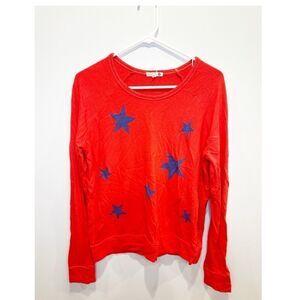 Sundry red and blue star pullover crewneck sweatshirt